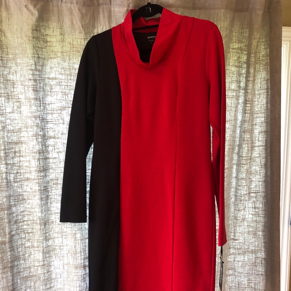 NWT Worth Red and Black Office Dress